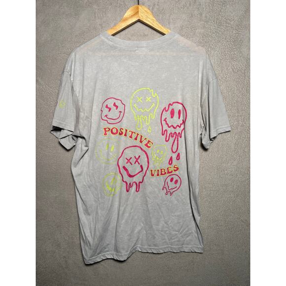 Womens Positive Vibes 100% Cotton T-Shirt‎ Top Gray Size Medium - Picture 1 of 5